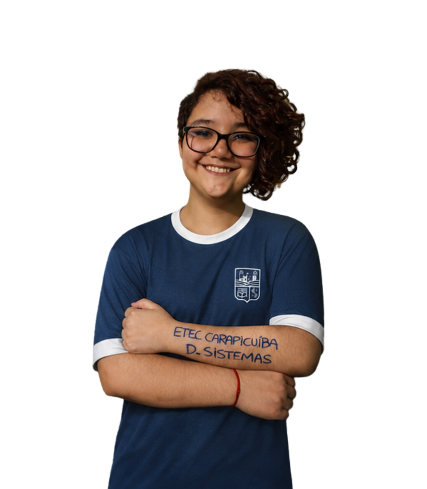 Fotografia de Maria Victoria, aluna aprovada na ETEC Carapicuíba para o curso de Desenvolvimento de Sistemas